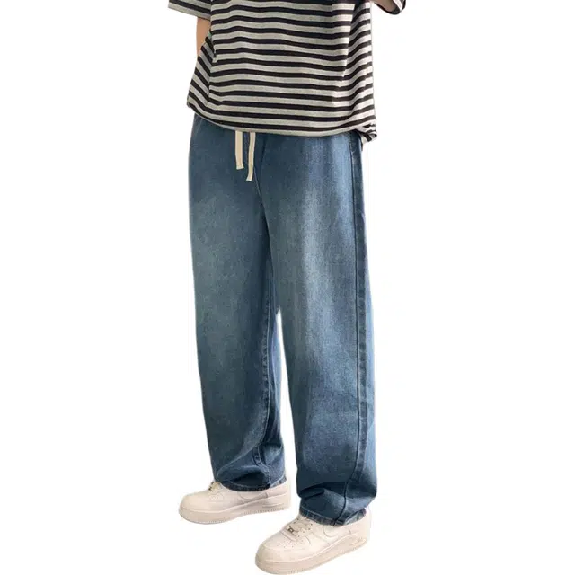 华夏儿女 美式复古风百搭长裤 夏季慵懒感水洗直筒牛仔裤 男女同款