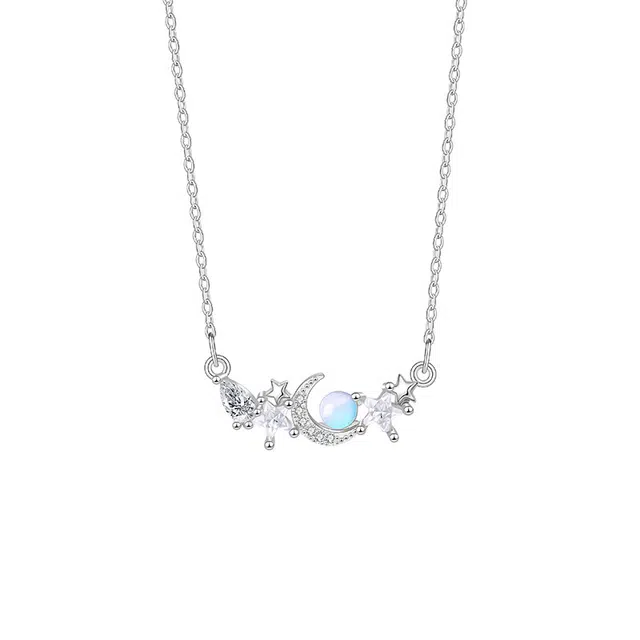 克兰茜 轻奢小众星月设计  浪漫气质高级感  学生休闲个性甜酷冷淡风配饰 合金 项链 女款 银色