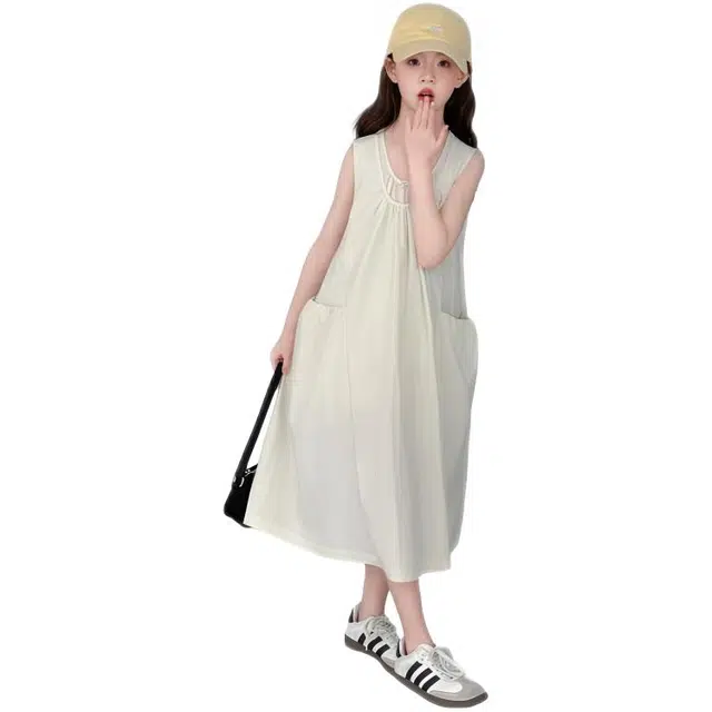 木木兔连衣裙 时髦洋气夏季薄款宽松舒适中大童时尚百搭个性女孩工装裙子