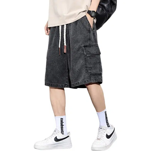 顶峰保罗 美式潮流薄款透气宽松外穿凉感五分裤高级感牛仔短裤 男女同款