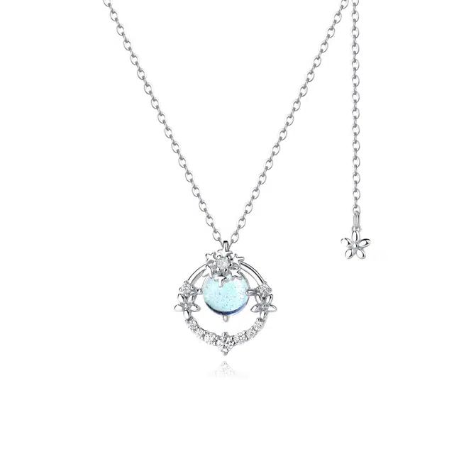 【S925银 浪漫来袭】 七好美银 雪花花环 精致轻奢时尚优雅温柔小清新 简约小众高级感设计 日常通勤百搭 琉璃 项链 女款