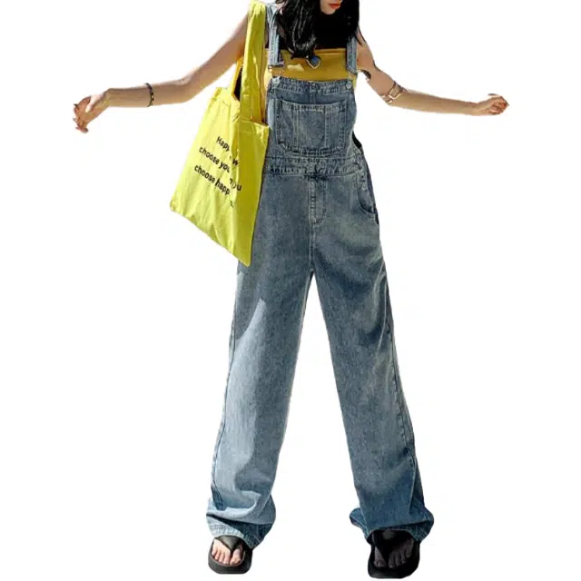 玫丝朵 复古高腰拉链耐磨减龄背带裤 女款