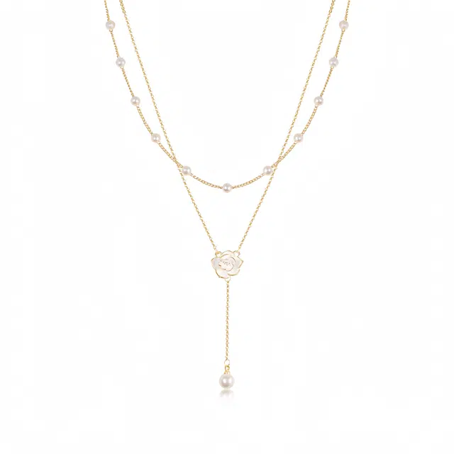 阿葱饰品 山茶花流苏 时尚高级感小众气质优雅通勤百搭 铜 项链 女款