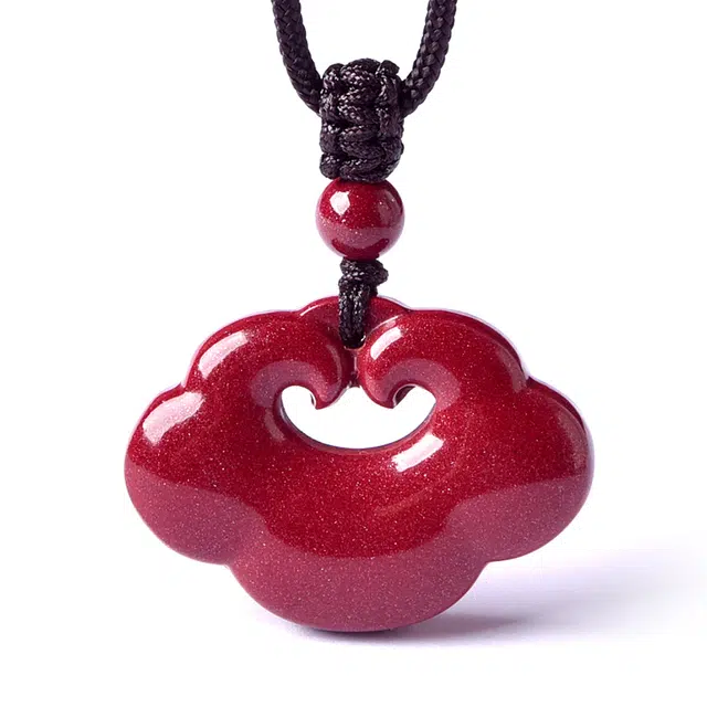 灵菲 朱砂如意吊坠 新中式平安如意 国潮复古风 再造辰砂朱砂 项链 女款