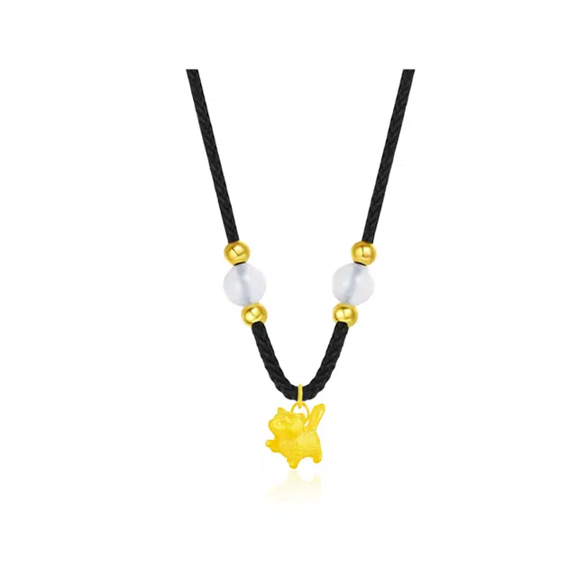 【赠暴富手机贴】 重庆金店 傲娇猫咪 财运亨通福气满满轻奢精致招财猫可爱萌趣童话小众创意高级感气质 琉璃 项链 男女同款情侣款