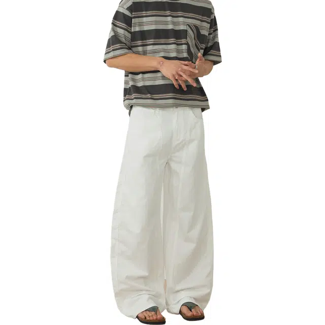 帝狼牛 美式复古简约纯色水洗做旧舒适潮牌宽松直筒通勤休闲裤 男女同款