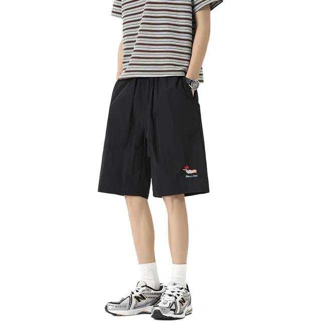 单爵 美式腊肠狗刺绣夏季休闲短裤 男女同款