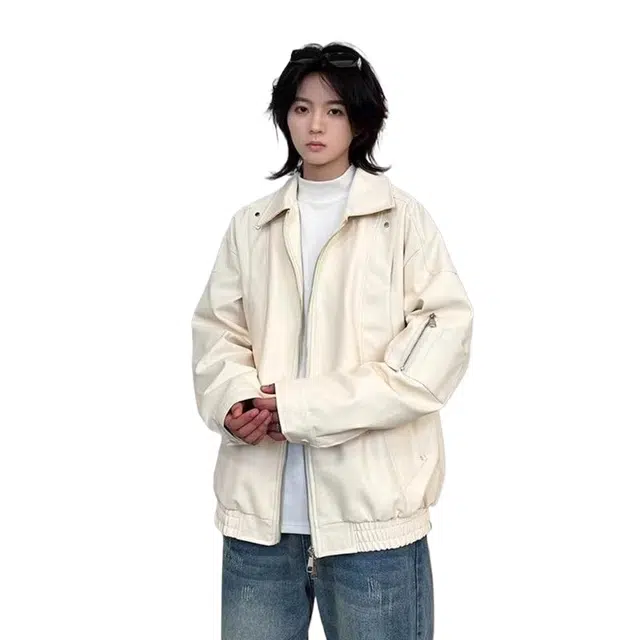 玉儿恋 美式翻领宽松百搭拉链保暖夹克外套 女款