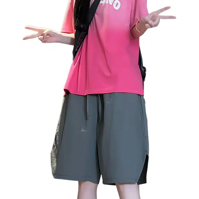 黑恐龙 美式速干薄款宽松百搭舒适透气亲肤柔软垂感夏季五分直筒休闲短裤 男女同款