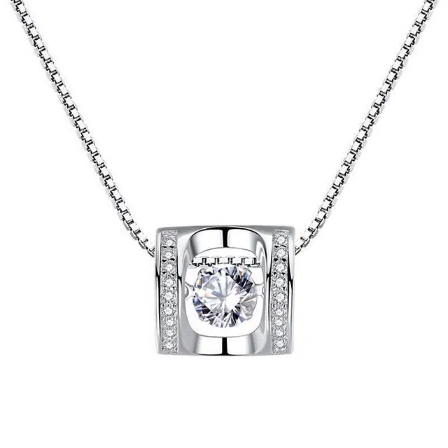 克兰茜 天使之吻 轻奢小众高级感 精致个性休闲 欧美大气高街通勤风配饰 合金/锆石 项链 女款 银色