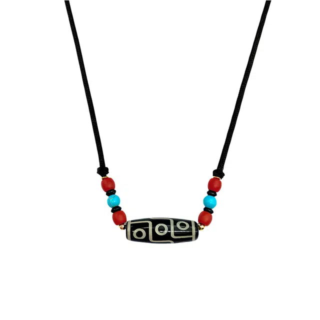 玉临门 新中式复古转运九眼天珠 玛瑙 项链 男女同款情侣款 限定礼盒 适我愿兮