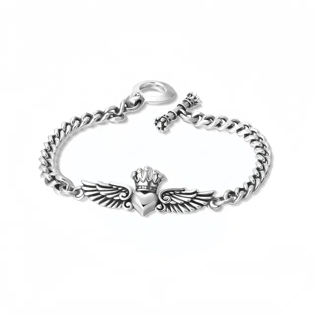 阿葱饰品 嘻哈潮流皇冠爱心翅膀 精致复古时尚优雅独特个性 痞帅甜酷轻奢简约日常通勤 钛钢 手链 男女同款情侣款
