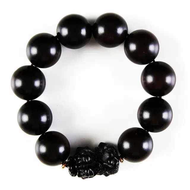 琉堇 财源滚滚貔貅文玩佛珠链 中式财源广进吞金兽串珠  生日送礼#好运 黑檀 手串 男女同款情侣款