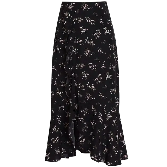 识恩 碎花薄款高腰显瘦不规则舒适开叉休闲长裙 女款