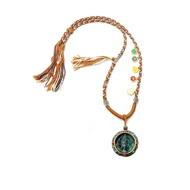 【蛇年本命佛】 玉临门 吉祥如意  福气满满 一念之间 转轮款 精工 民族风挂件手工编织#好运 合金 项链 男女同款情侣款