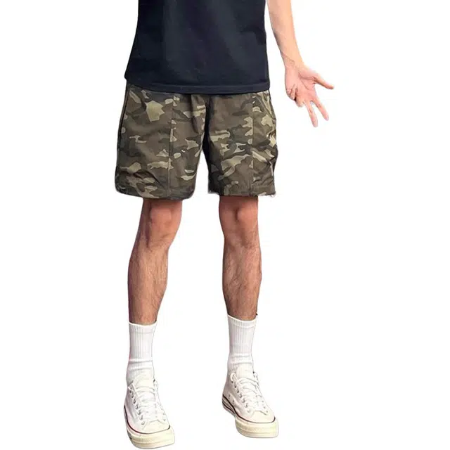 单爵 大口袋迷彩美式高街休闲短裤 男女同款