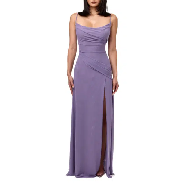 NAKED WARDROBE Mesh Draped Overlay Maxi Dress NW