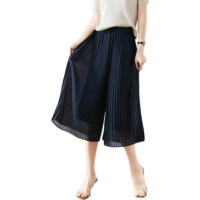 潞优野 重工立体风琴百褶裤裙宽松通勤薄休闲裤 女款