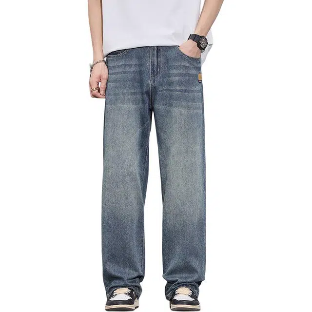 宝米卡 宽松直筒简约休闲长裤潮牌牛仔裤 男女同款