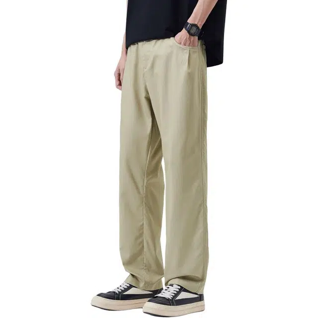 童先森 潮流宽松打褶直筒裤垂感阔腿休闲裤 男款