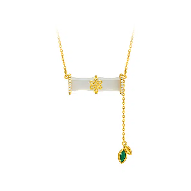 周大生 中国结竹节 古典美 小众轻奢 高级时尚感#好运 玉髓 项链 女款