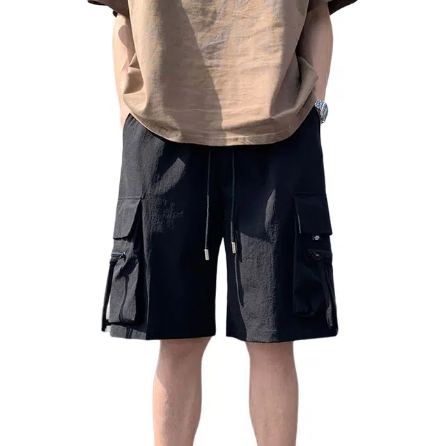 佐菲利 美式高街机能薄款宽松直筒休闲夏季五分裤工装短裤 男款