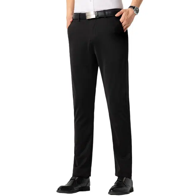 富铤 极简主义纯色爽滑垂顺舒适弹力休闲西装裤 男款 黑色