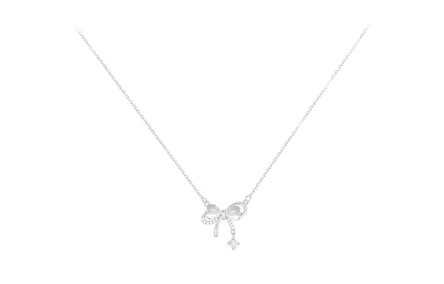 尚银福 闪耀蝴蝶结系列 森系小清新时尚优雅气质轻奢高级感 冷淡风小众设计在逃公主少女心锁骨链套装 合金 项链 女款