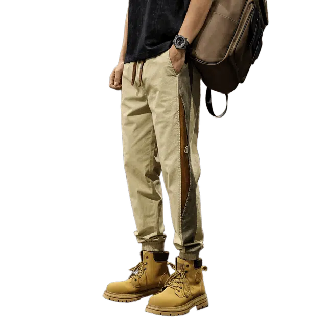 路杰邦 户外战术工装裤拼接设计感美式潮牌运动直筒束脚裤休闲裤 男款