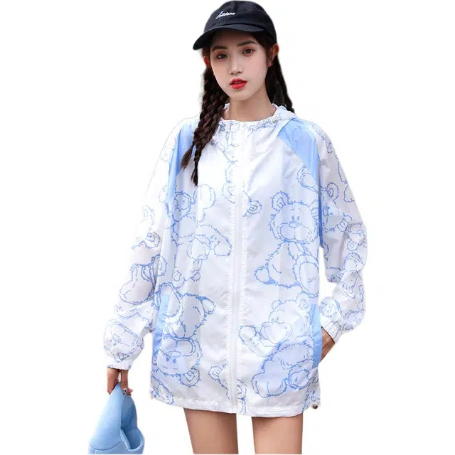 缪斯的诱惑 宽松连帽薄款长袖截短外套 女款