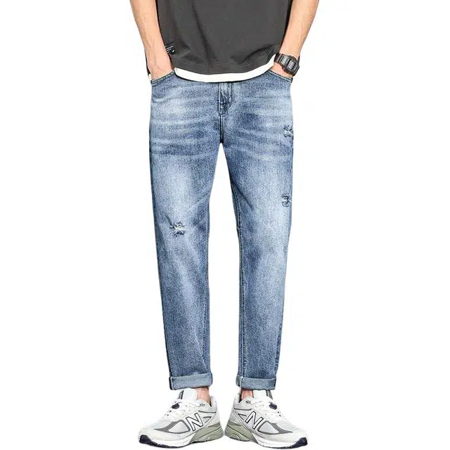 宝米卡 韩版潮流百搭裤子直筒宽松休闲牛仔裤 男女同款