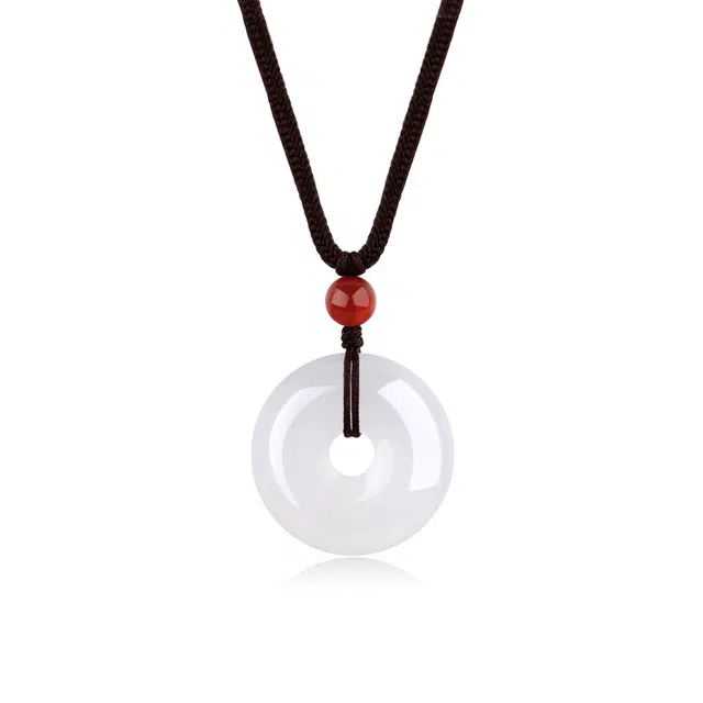 梦金园 新中式 国潮 平安扣 搭配汉服旗袍 轻奢简约 玉髓 项链 女款