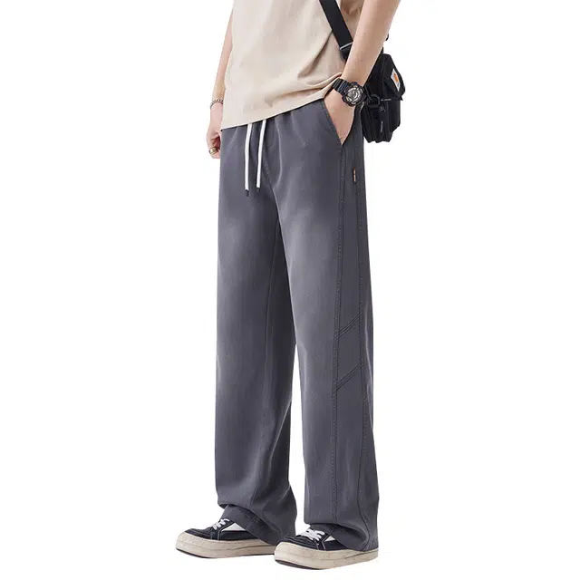 协协乐 阔腿休闲长裤薄款美式潮牌牛仔裤 男款