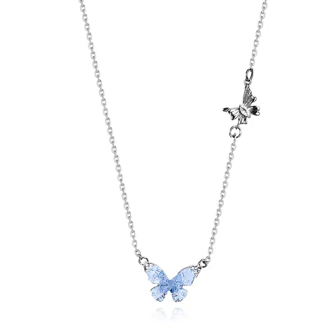 希遇 蓝钻蝶语项链 新款高级时尚 拍照出片 通勤时尚温柔精美项链 合金/锆石 合金/锆石/仿珍珠 项链 女款