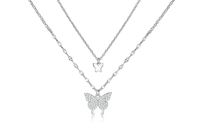 零误差 翩翩蝴蝶双层叠戴链 气质甜美森系仙女风 合金 项链 女款