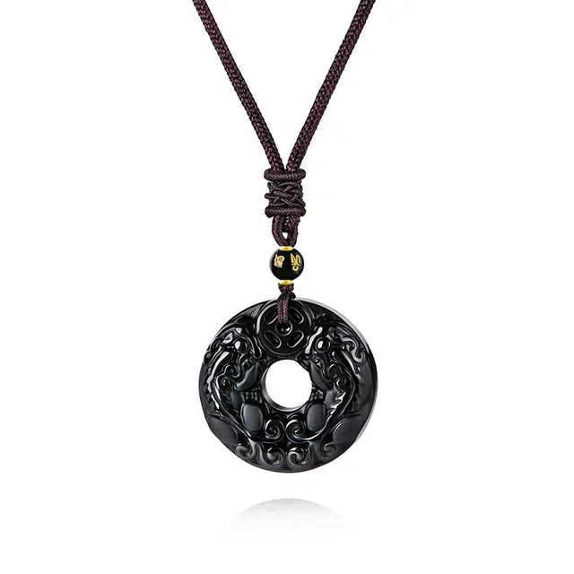 【财运亨通】中国黄金 珍·尚银 招财貔貅平安扣吊坠 新中式锁骨链轻奢小众 本命年节日纪念日 圣诞送礼礼盒#好运 玉髓 项链 男女同款情侣款