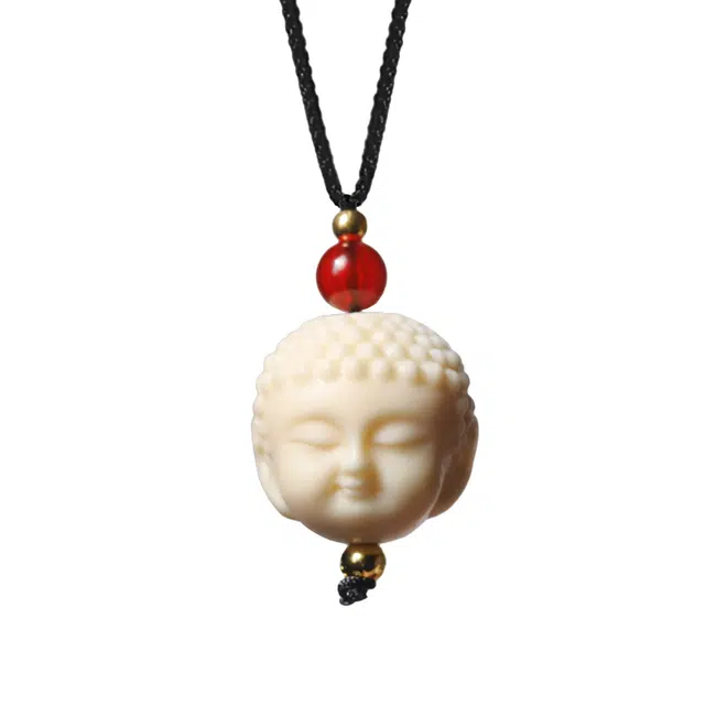 仙友 国潮新中式平安喜乐雕刻佛头招财纳福转运珠文玩八方来财盘玩#好运 象牙果 菩提类项链 男女同款情侣款