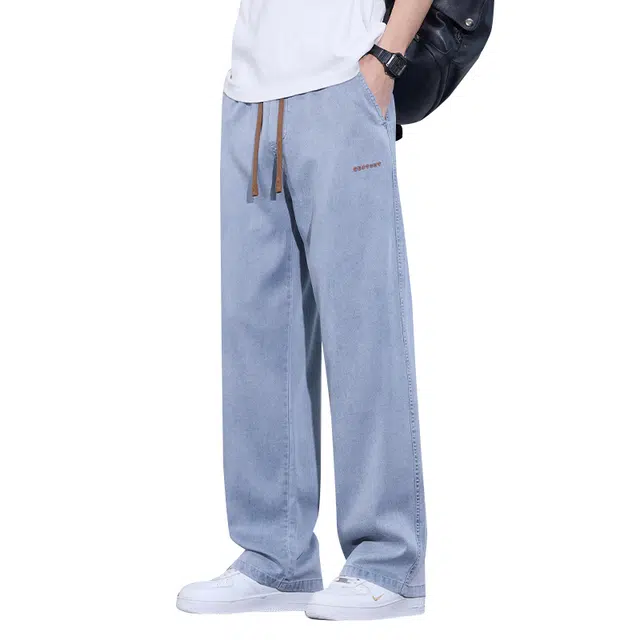 协协乐 美式复古潮牌直筒垂感阔腿休闲长裤牛仔裤 男款