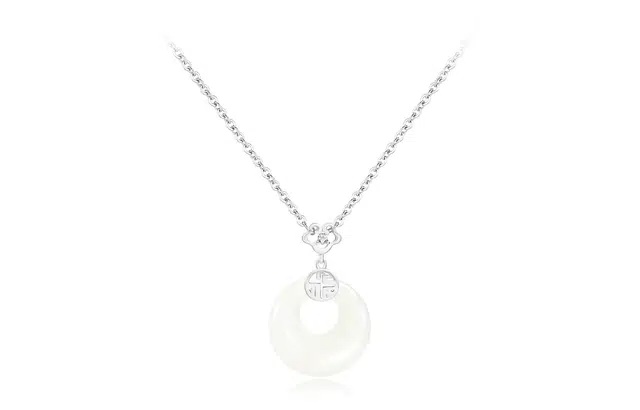 牧言 潮复古新中式简约小众高级感 如意镂空祥云锁圆牌福字颈链配饰锁骨链 平安扣项链 女款