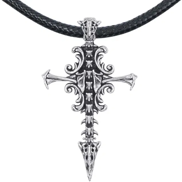 【可定制刻字】 白木黑冰 脊骨之翼十字架 潮流时尚新中式高级感小众百搭 银合金 项链 男款 礼盒 送男生好物 男朋友 男士 学生