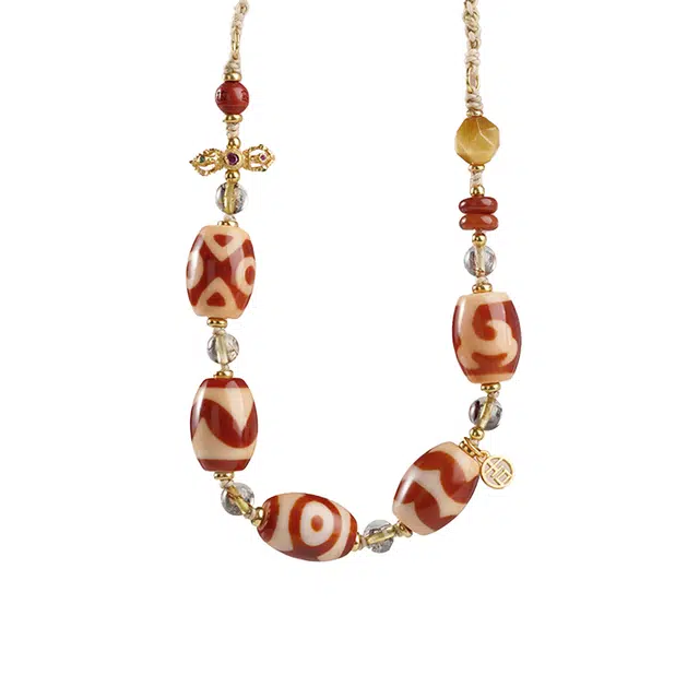 【已祝福加持】 玉临门 藏式红肉天珠吊坠 搭配虎眼石 朱砂配饰 小众高级感编绳设计#好运 玛瑙 玉石项链 男女同款情侣款