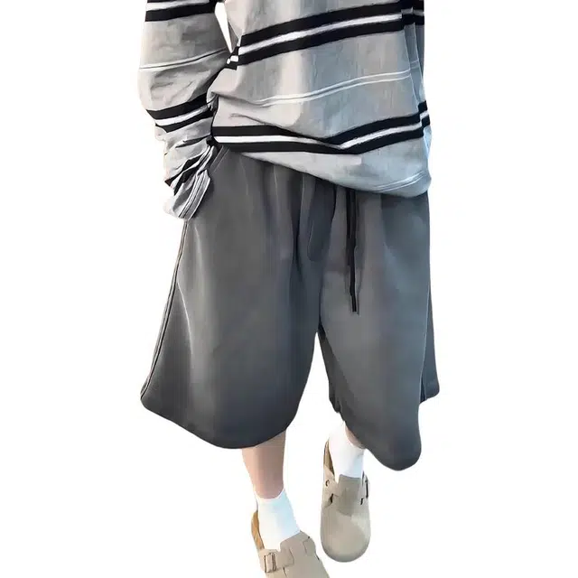 单爵 水洗做旧五分美式篮球运动裤阔腿运动裤阔腿休闲短裤 男女同款