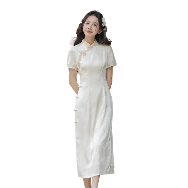 玄唐 领证登记旗袍新中式新娘订婚礼服气质复古年轻款裙装套装 女款
