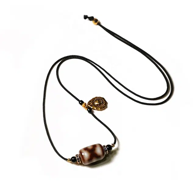 【金山银山全都有】 玉临门 事事顺遂 藏式宝瓶珠珠吊坠 复古文玩天珠首饰#好运 玛瑙 项链 男女同款情侣款