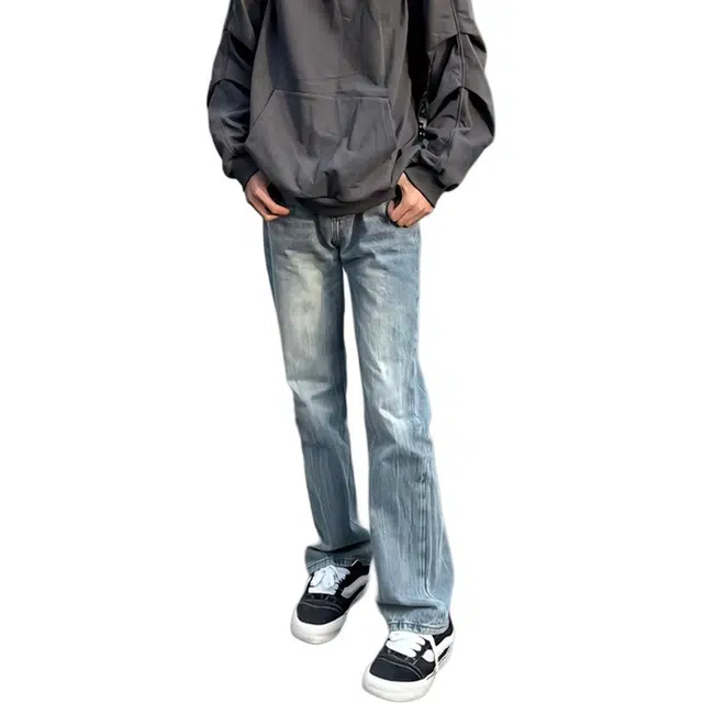 徐百货 微喇裤修身直筒裤子潮流百搭牛仔裤 男女同款