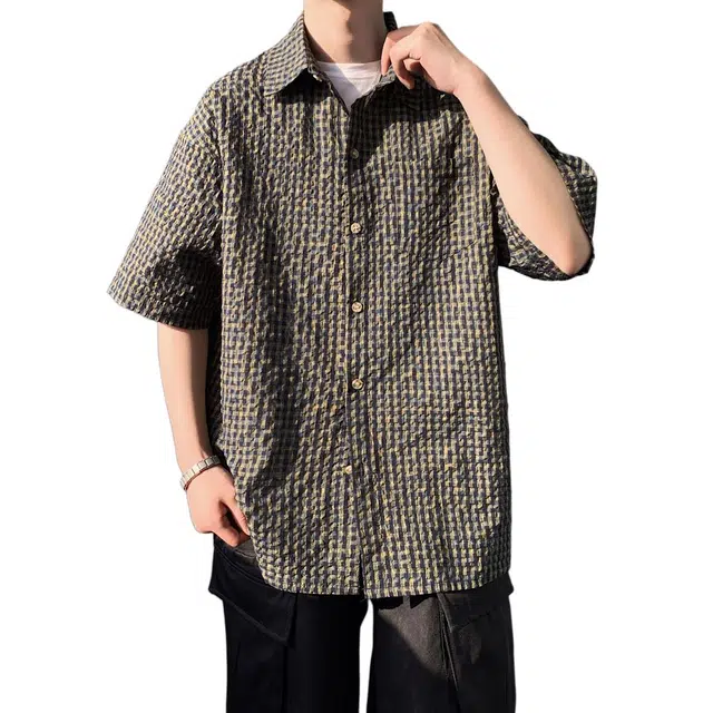 佐菲利 薄款设计翻领休闲沙滩旅游短袖衬衫 男款