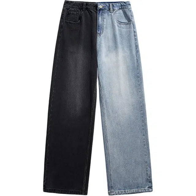 零氏 水洗做旧宽松直筒薄款牛仔裤 男女同款