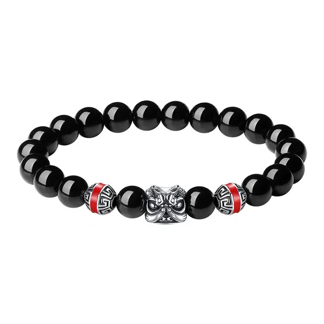 宣华意 新中式国潮醒狮复古小众高级感饰品 招财纳福 吉祥如意 勇往直前#好运 黑曜石 手串 男女同款情侣款