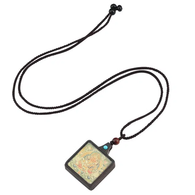 【正财偏财财源滚滚来】 琉堇 诸事顺利藏式大黑天国潮唐卡新中式黄财神复古编绳助你光速上岸#好运 黑檀 项链 男女同款情侣款