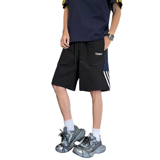 佐菲利 美式条纹设计五分裤宽松运动休闲短裤 男款